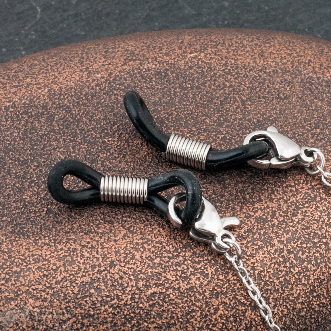 ОПТ (20 пар) Коннекторы для очков из черного силикона, с пружинкой из хирургической стали, 20х5мм.