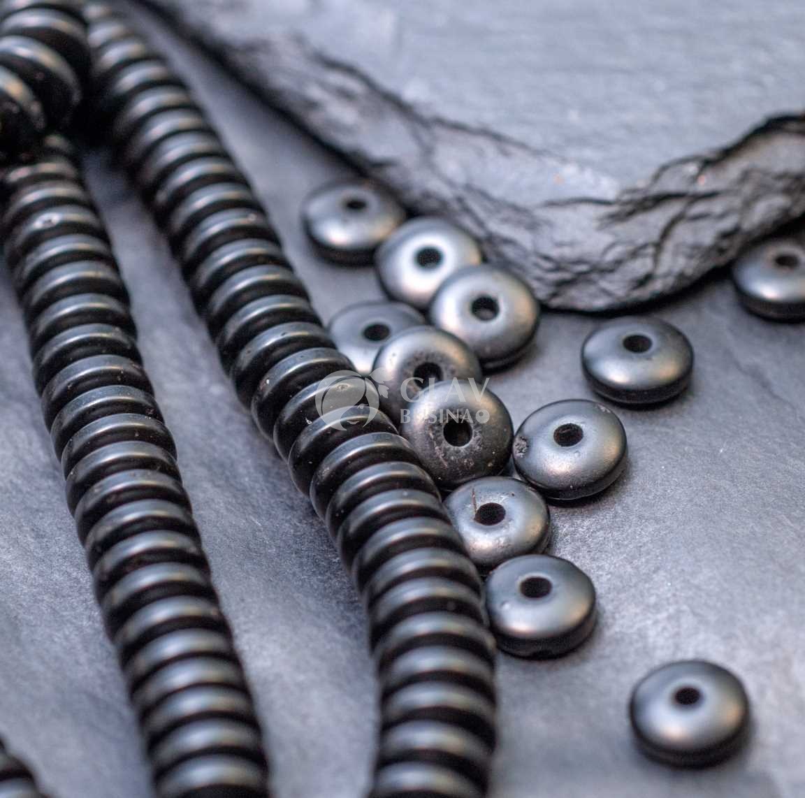 Бусины-хейши из оболочки кокосового ореха, р-р 7х3мм, отв-е 1,5мм, цвет черный.