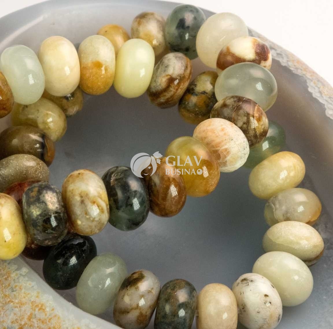 ОПТ (10 бусин) Крейзи агат, бусины-рондели 6х10мм, отв-е 1мм.