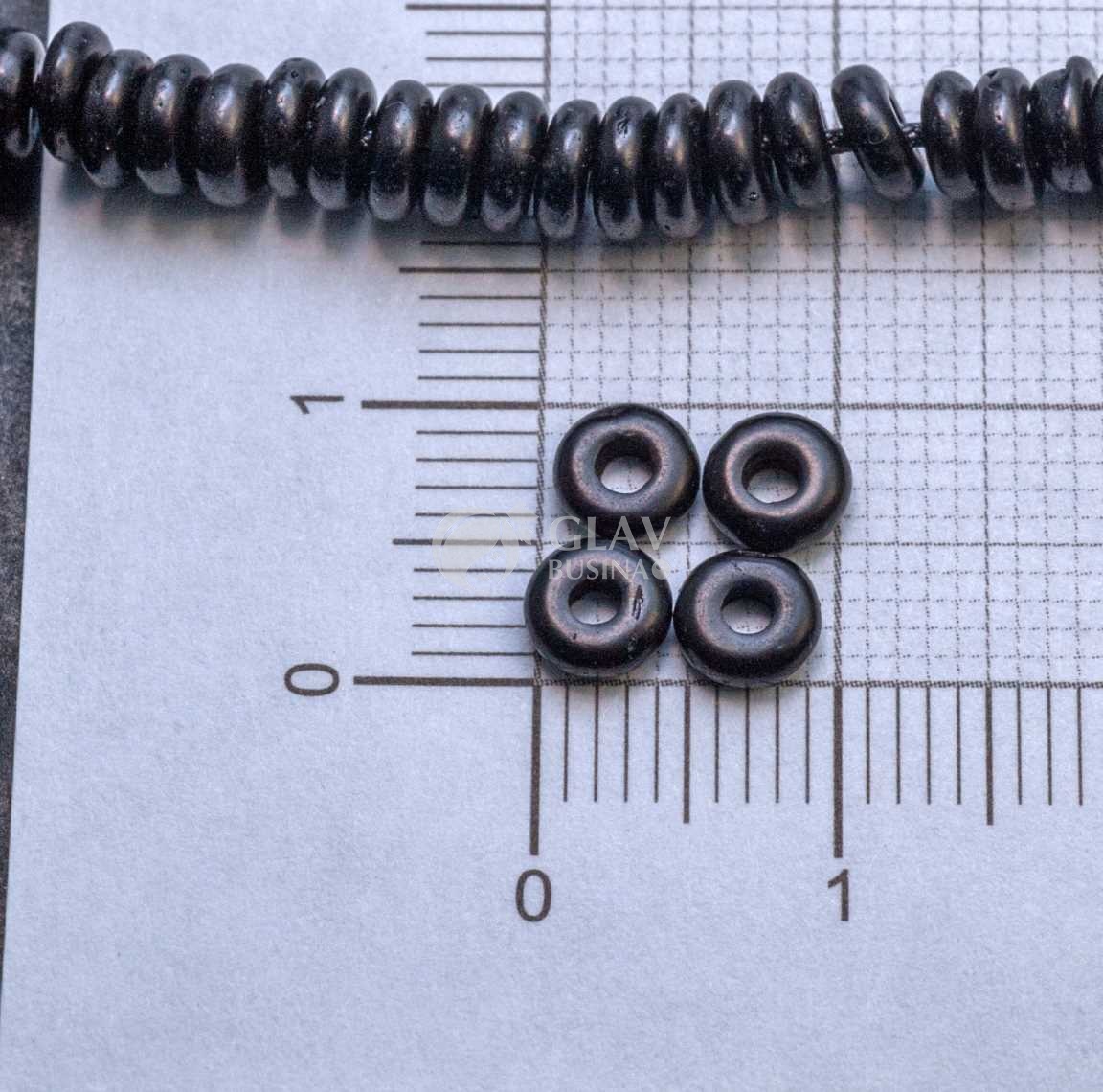 Бусины-хейши из оболочки кокосового ореха, р-р 5х2мм, отв-е 1,5мм, цвет черный.