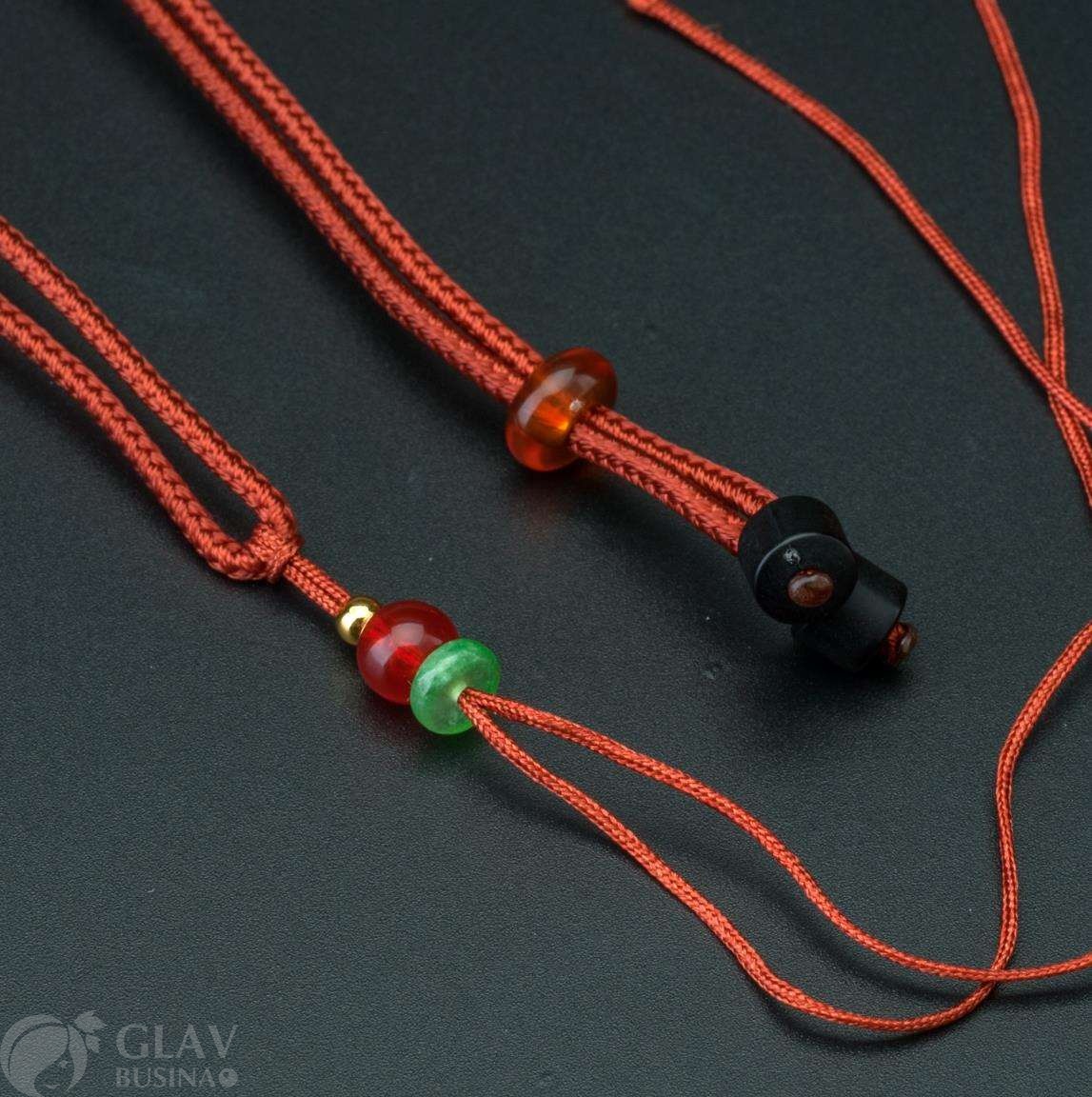 Основа для колье из светло-коричневого полиэстрового шнура, шнур 2мм х 66см, с акриловой стопперной бусиной-рондель 8х4мм и бейлом-ниточкой с бусинками.