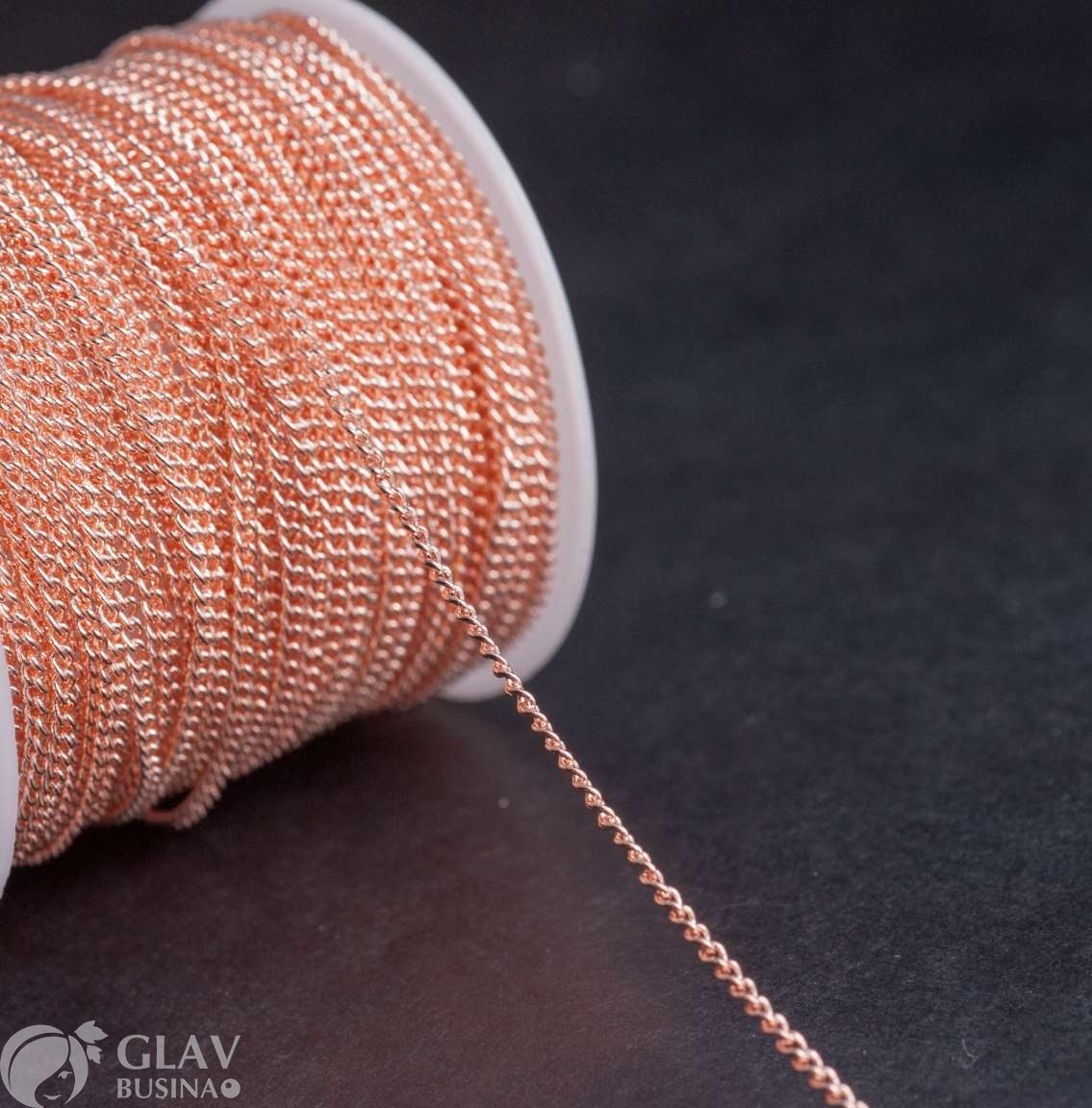 ОПТ (10 метров) Цепочка латунная плетение твист, р-р 2х1.5х0.5мм, цвет розовое золото.