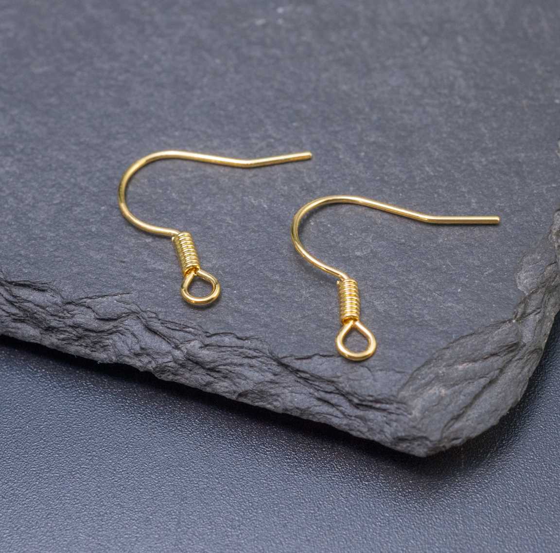 Швензы-крючки с пружинкой железные, р-р 17х17.5х0.6мм, цвет лимонное золото (электрум)..