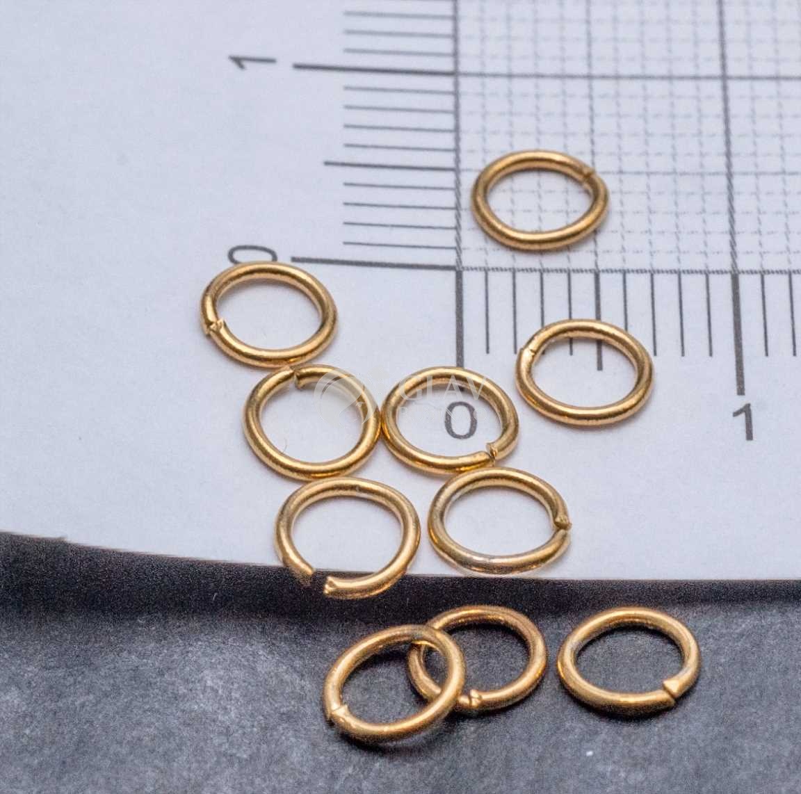 Колечки соединительные, сомкнутые, хирургическая сталь, р-р 5х0.7мм, долговечное вакуумное покрытие, золото 18K.