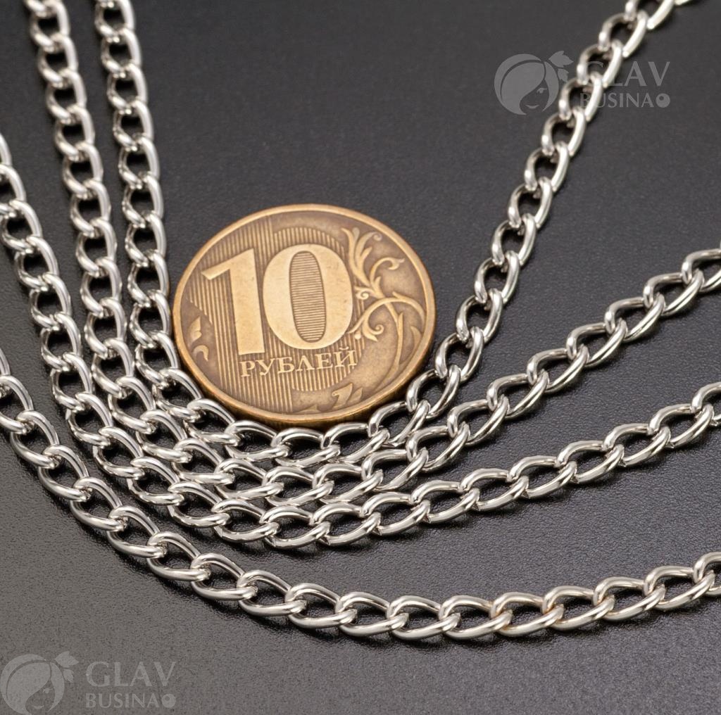 Цепочка твист железная, р-р 6х3.7х1мм, цвет платина.