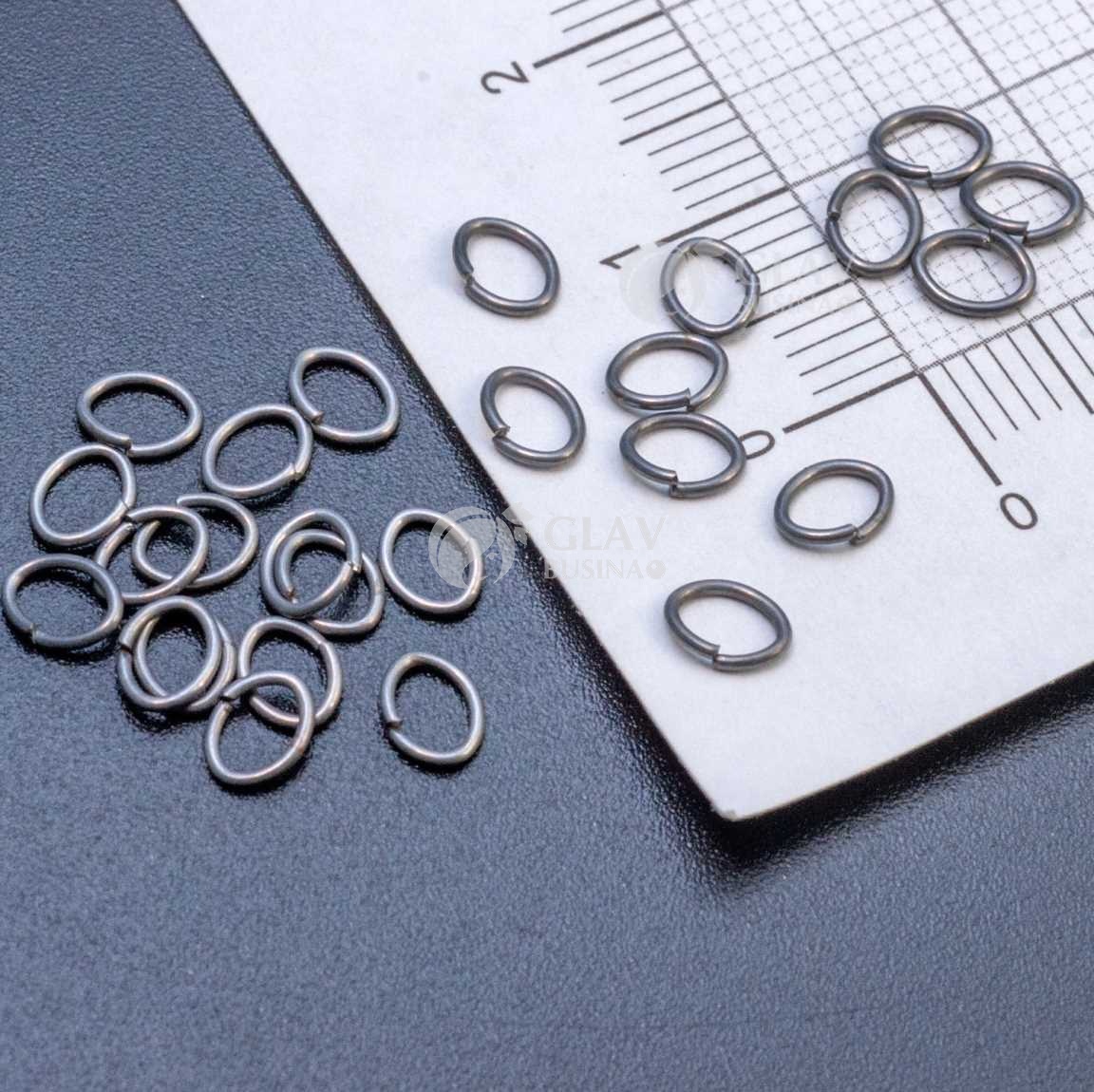 Колечки соединительные, стальньные, цвет темный металл, р-р 5х4х0.6 мм.