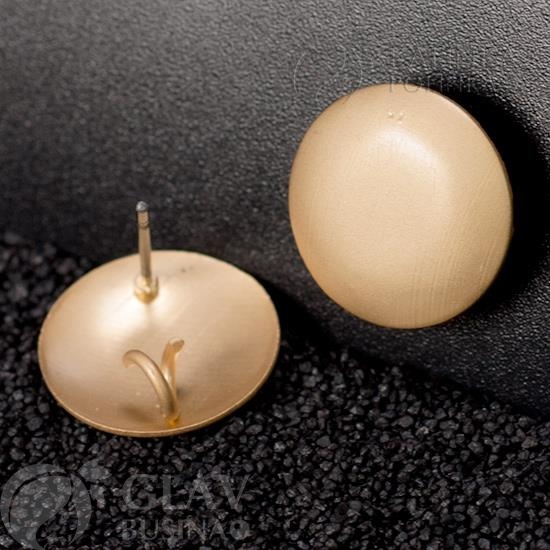 Уценка (царапины на покрытии) Пуссеты фигурные круглые выпуклые с петелькой, из хирургической стали, р-р. 15х13мм