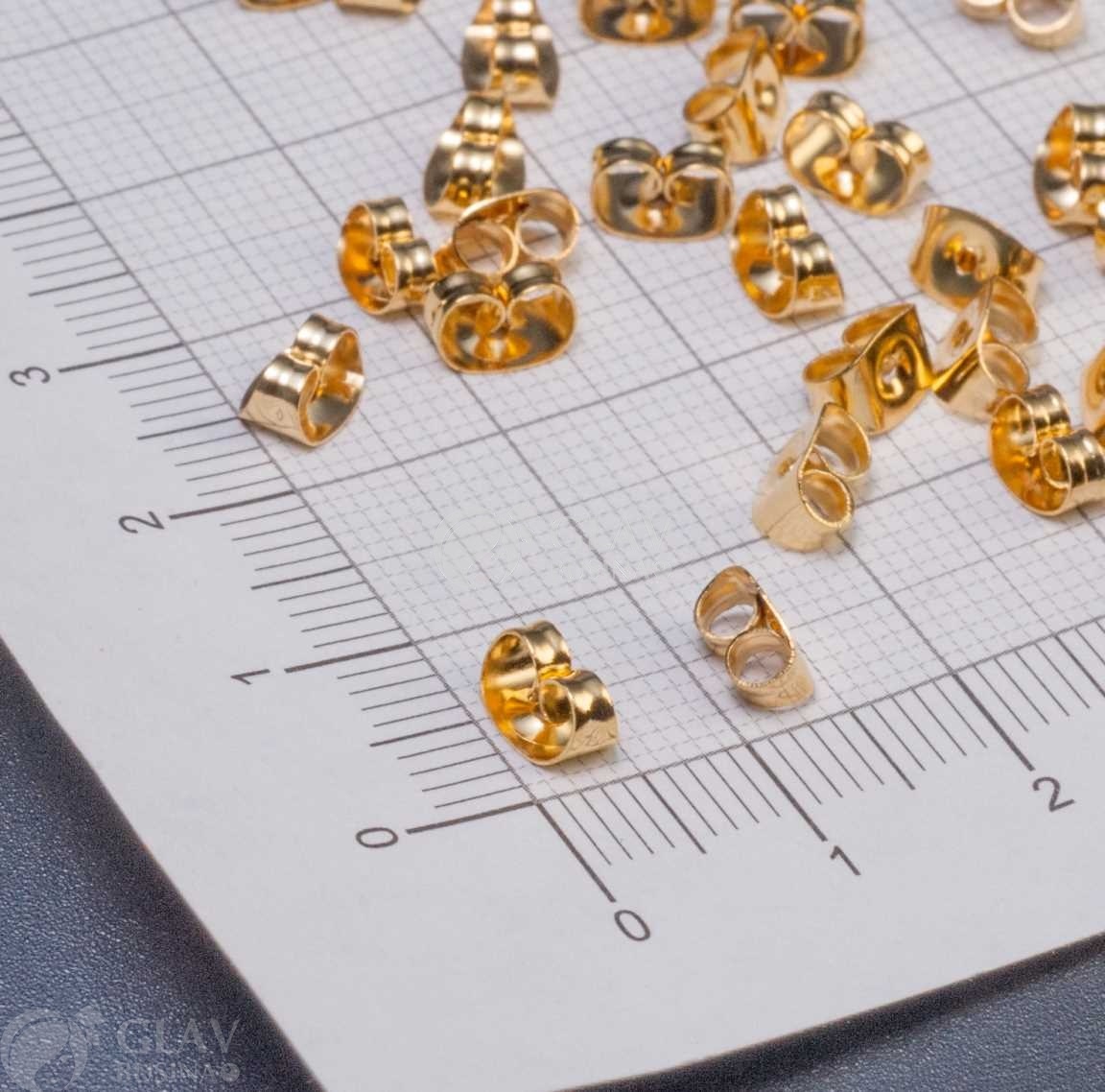 ОПТ (50 пар) Заглушки для сережек с округлым краем, р-р 4.5х6х3.5мм, хирургическая сталь, анодирование цвет золото.