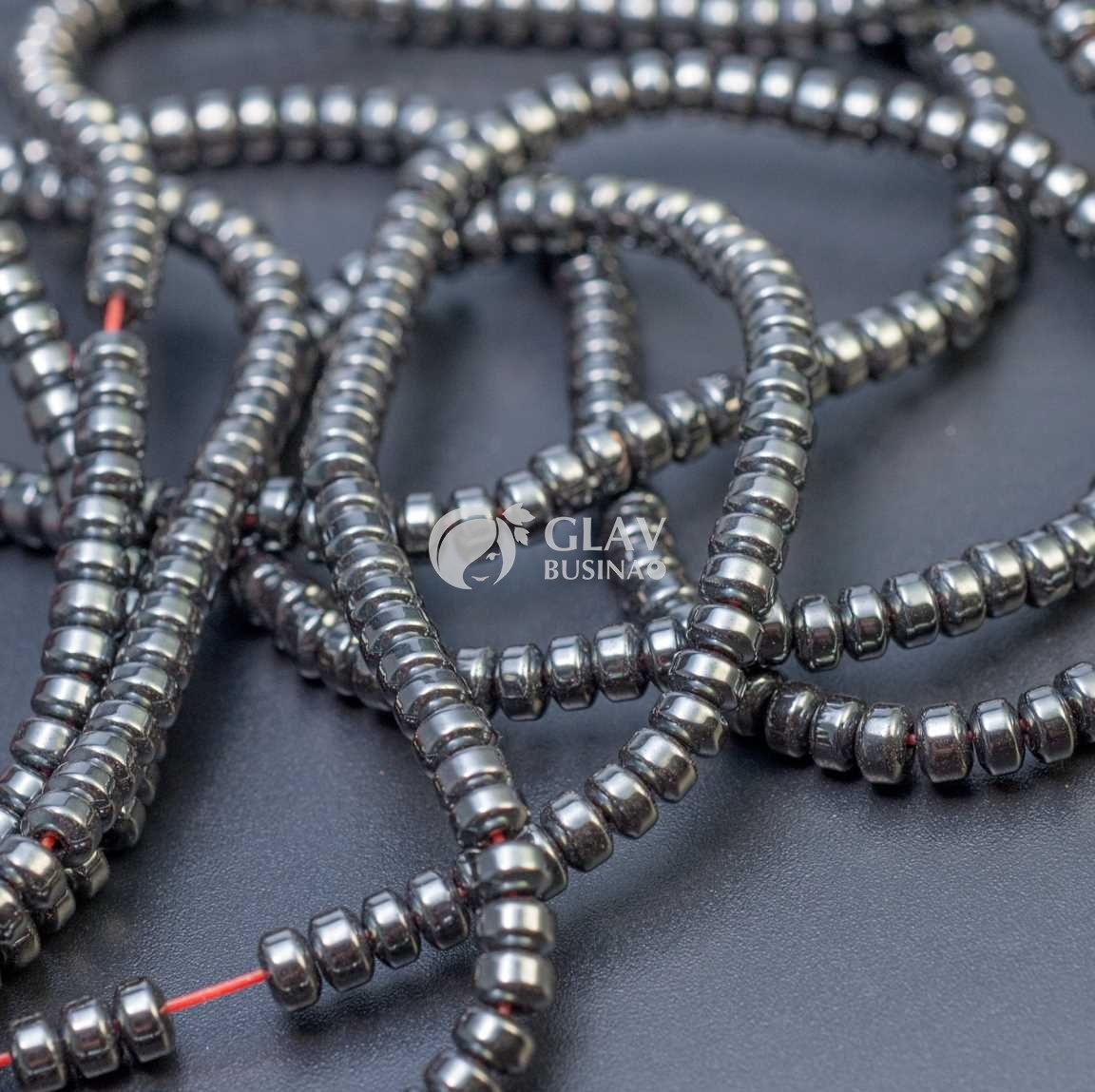 ОПТ (500 бусин) Бусина-рондель из немагнитного гематита, р-р 4х3мм, отв 1мм.