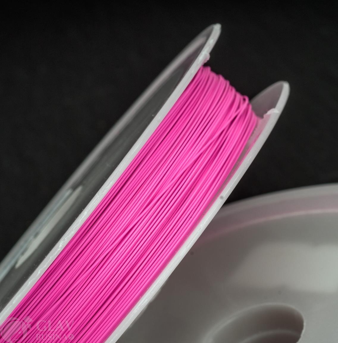 ОПТ (10 катушек) Ювелирный тросик (ланка) на катушке, диам. 0,38мм, длина ок. 24м, цвет розовый.