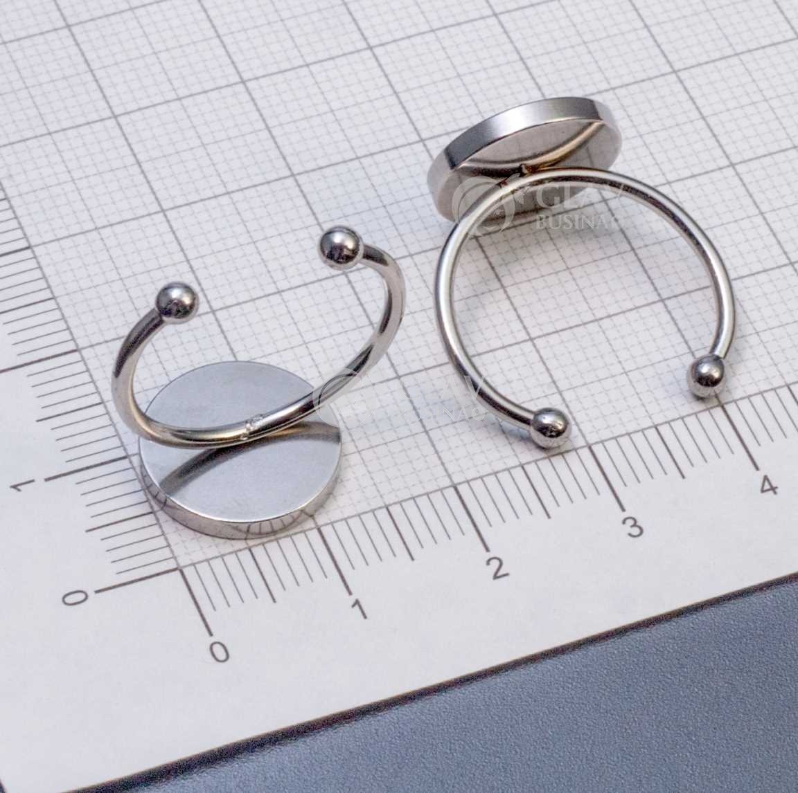 Основа кольца, сеттинг 12 мм с толстым бортиком, универсальный размер, нержавеющая сталь.