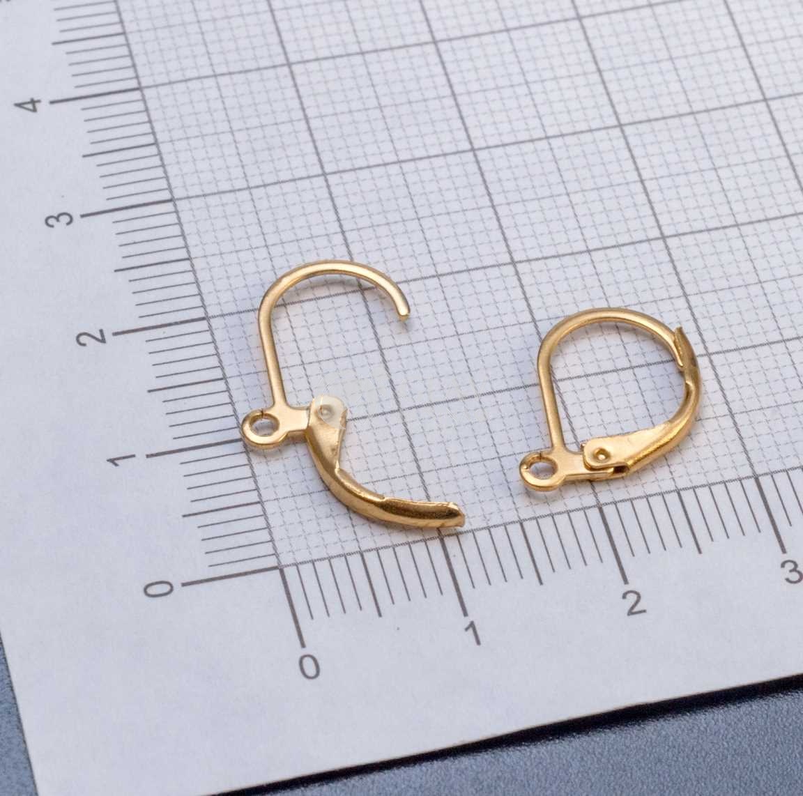 ОПТ (10 пар) Швензы капли с французской застёжкой из хир.стали, длина 13мм, отв-е 1.5мм, цвет покрытия золото.