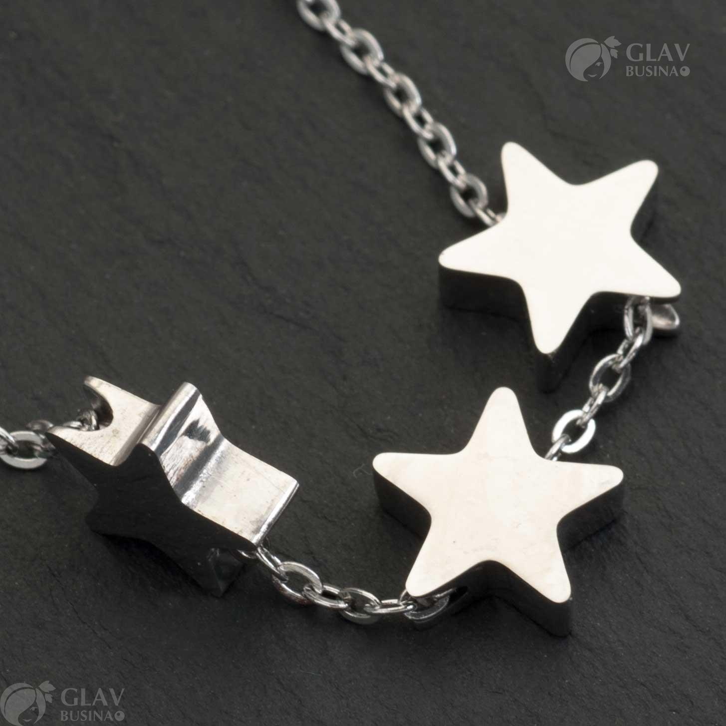 Бусина из хирургической стали, звезда, р-р 9х3мм, отв-е 2мм.