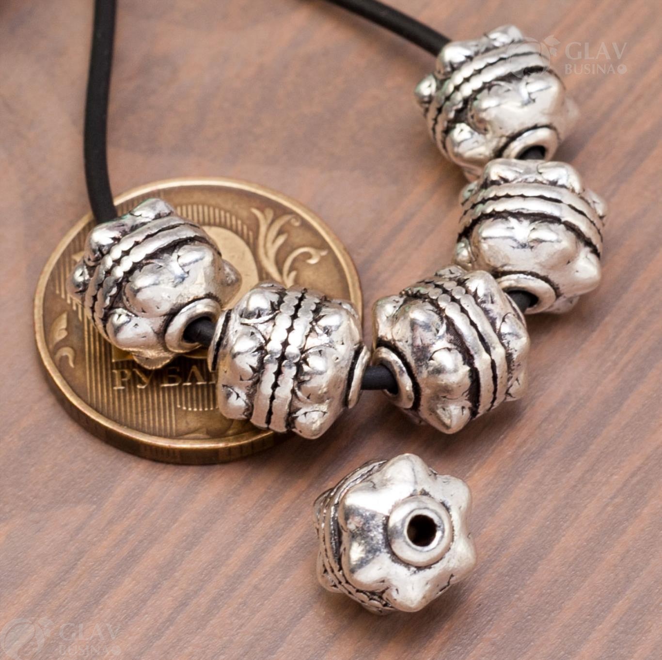 Бусина Булава, р-р 10х10мм, отв-е 1.9мм, цвет чернёного серебра, бижутерный сплав.