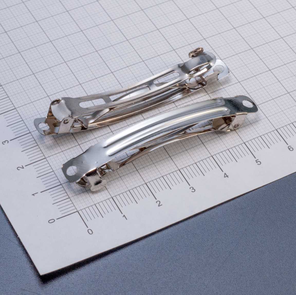 Основы для заколки-автомата, 58х6.5мм, железо, цвет платина, цена за 5шт.