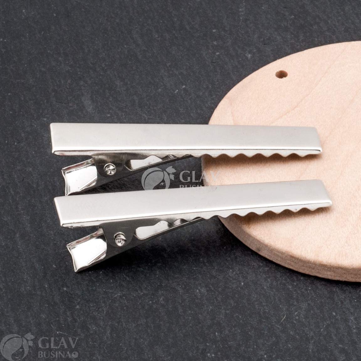 ОПТ (100 шт) Заготовка для заколки, крокодильчик, 46х8мм, железо, цвет платина.