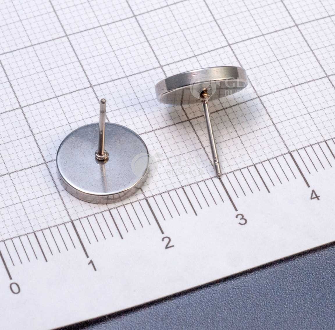 Пуссеты, сеттинг 10 мм с толстым бортиком, хирургическая сталь, цвет стальной.