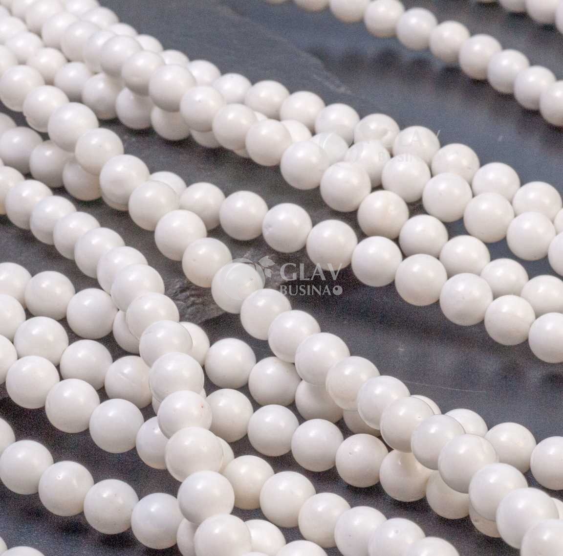 Фарфоровые бусины ручной работы, шар, р-р 6 мм, отв-е 1 мм, молочные.