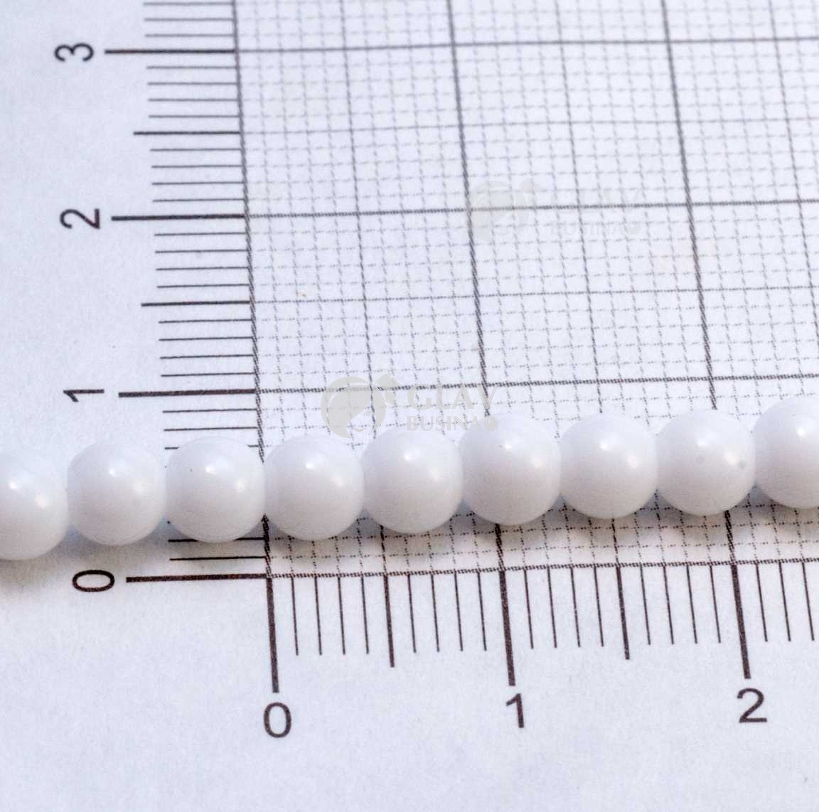 ОПТ (200 бусин) Фарфоровые бусины ручной работы, шар, р-р 4 мм, отв-е 0.8 мм, белые.
