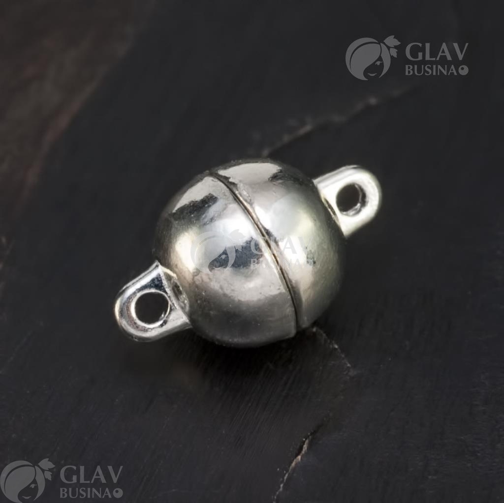 ОПТ (50 шт) Замок магнитный из бижутерного сплава, р-р 13х8мм, отв-я 1.2мм, цвет платина.