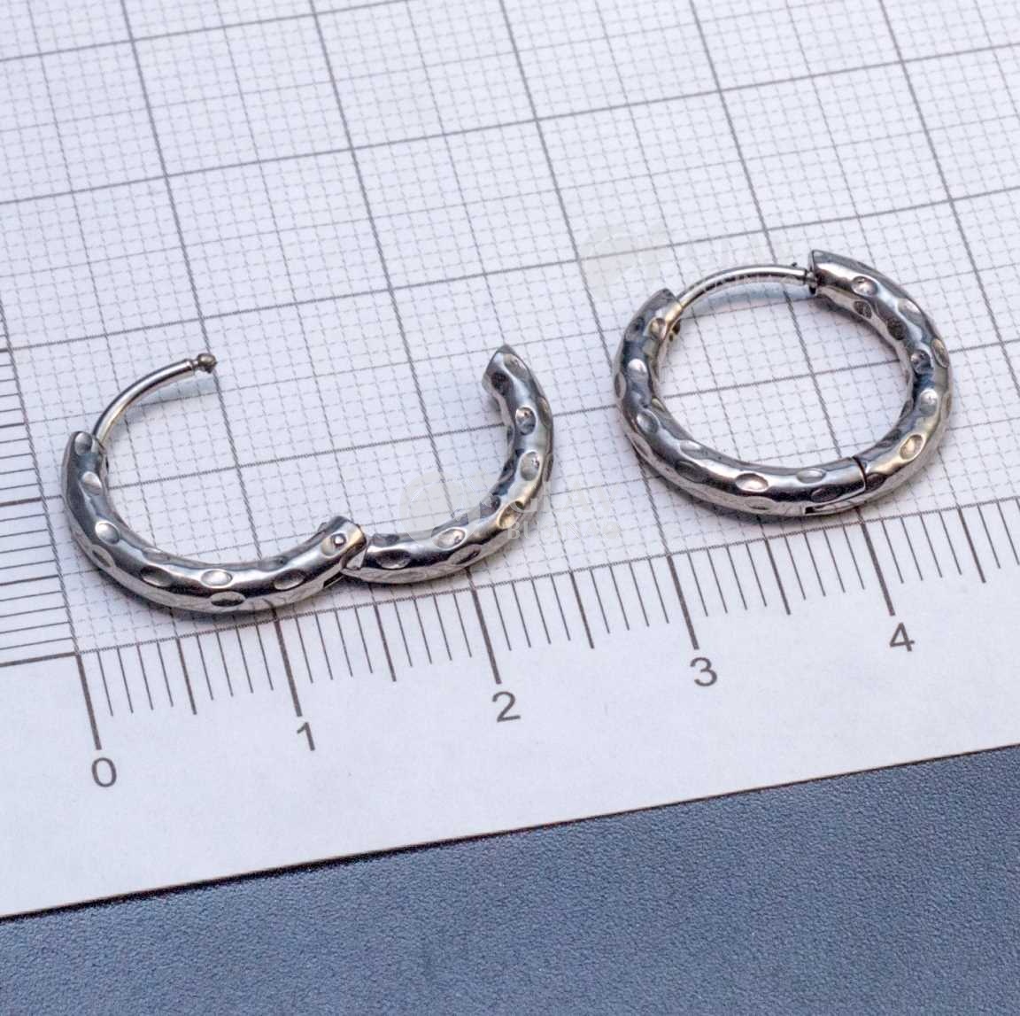 Швензы-бублики, узор-капли, хирургическая сталь, внутр. диам. 12мм, толщина 2.5мм.