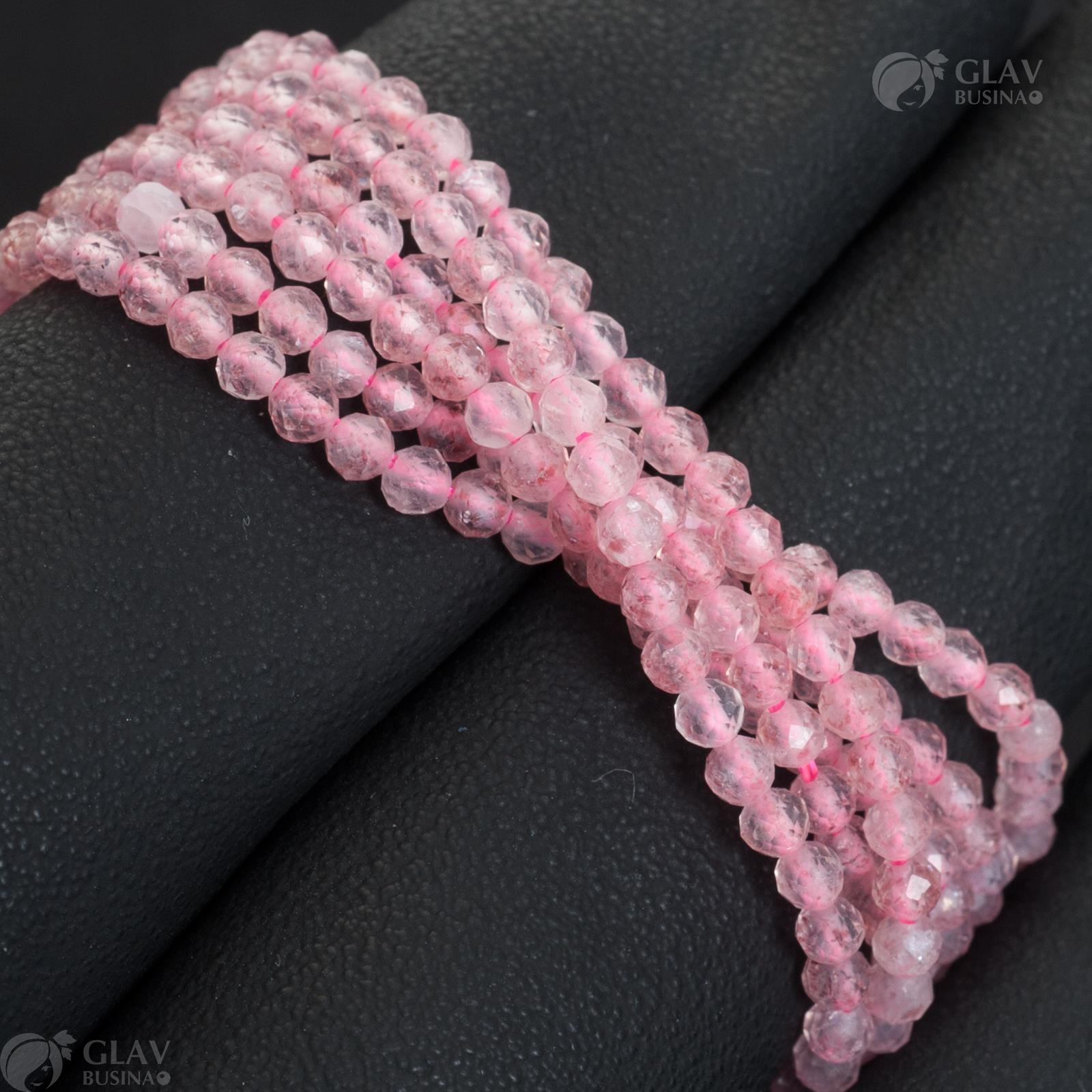 Граненые розовые кварцевые бусины, шарики 2.4мм с отверстием 0.5мм, идеально подходят для создания украшений.