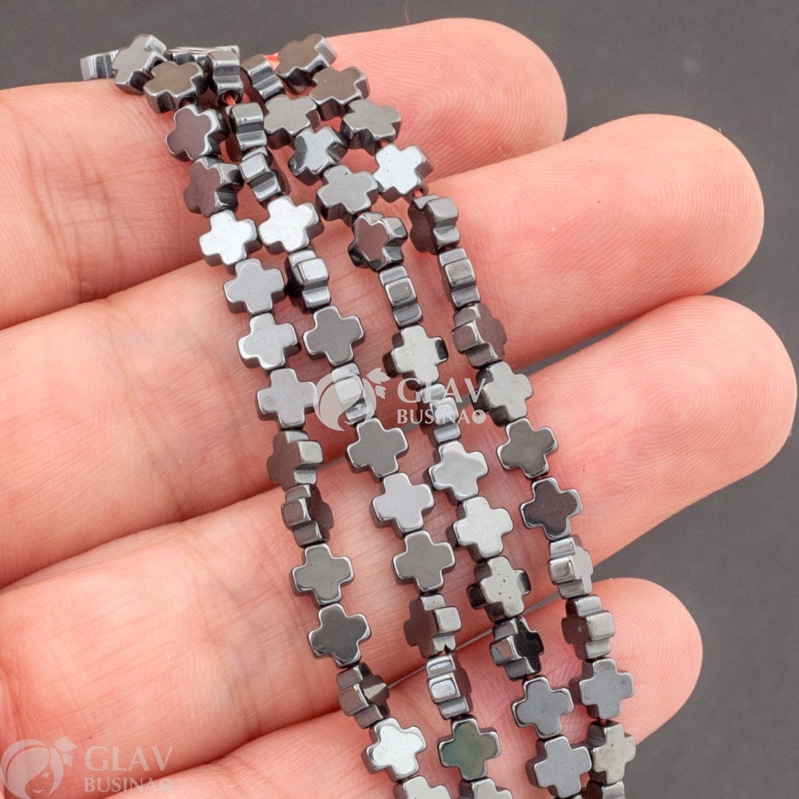 ОПТ (250 бусин) Бусина немагнитного гематита, крестик равносторонний маленький, 4,5х4,5х2мм, отв 1мм.