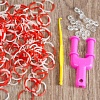 Набор резинок Rainbow Loom с инструментами и клипсами, два цвета- красный и белый, в упаковке 12 гр (200шт.)