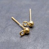Пуссеты с шариком стальные, натуральная позолота 18K, диам. 3мм,с гвоздиком 12х0.7мм и перпендикулярным разъемным колечком 1.5мм.