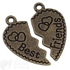 Подвески для друзей бронза Best friends, размер 20х24мм, цена за 1 комплект