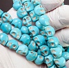 Бусины-черепа из говлита, цвет бирюза, р-р 10х10мм, отв-е 1.5мм, низка 19 см / 19 бусин.