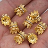 Рондели с хрустальными бесцветными стразами 10мм и шапочками, железо, цвет золото, длина 10.3мм, отв-е 1мм.