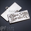 Подвеска табличка Olive garden (оливковый сад), сплав, цвет чернёное серебро, р-р 16х27х1мм, отв-е 2мм.