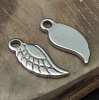 Подвеска из хирургической стали, крылышко, р-р 12х5х1мм, отв. 1,2мм.