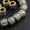 Латунная двуцветная бусина большим отв-ем и узором в стиле Chrome Hearts, р-р 9.5х8.5мм, отв-е 5мм.